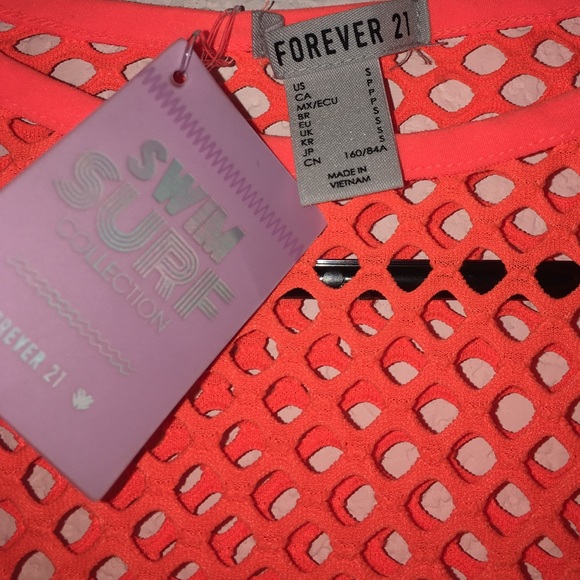 Forever 21 Neon Orange Fishnet Croptop Shirt - Picture 4 of 4